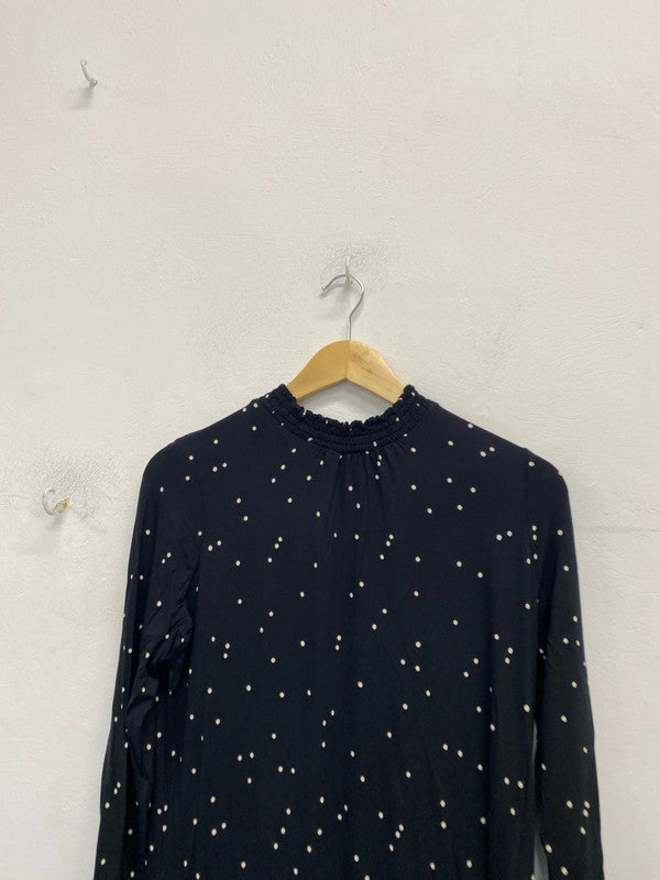 Lovely M&S black white spotted midi dress UK 12 SG090