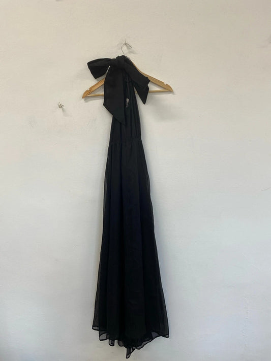 H&M Fabulous Black Bow Accent Maxi Dress UK 14 KN003