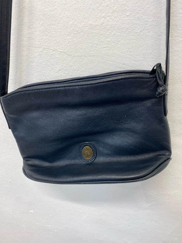 Fabulous Italian leather navy handbag vintage chic CF002