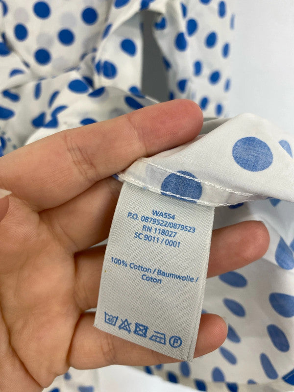 Boden Stylish Ivory & Blue Polkadot Cotton Shirt UK 8 MM005