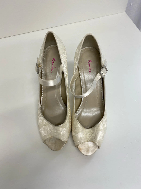 Fabulous Rainbow Cream Lace Heels event occasion UK6 KM004