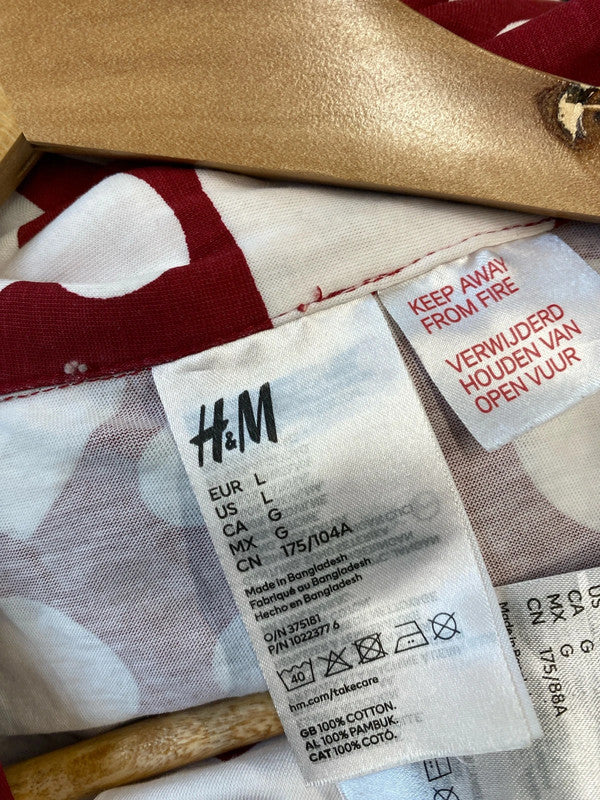 Fabulous pure cotton Cherry Red & White Heart pyjamas Uk14/16 KM003