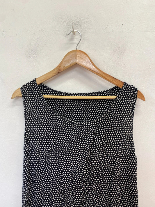 Lovely midnight black white spotted tunic dress UK L WS001