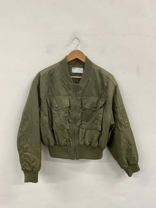 ASOS Trendy Khaki Green Bomber Jacket UK 12 LP003