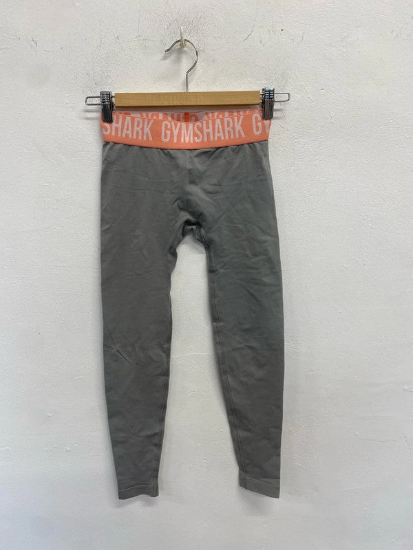 Fabulous gymShark grey pink waistband leggings uk XS ZM001