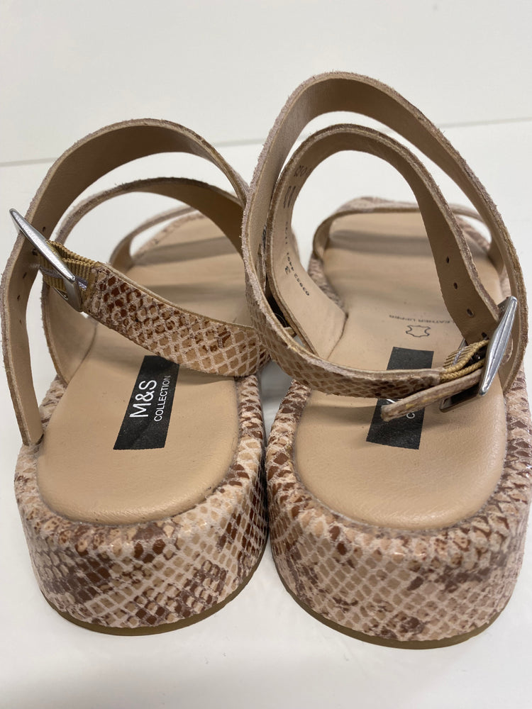Fabulous M&S snakeskin leather flat form sandals UK3 SS002
