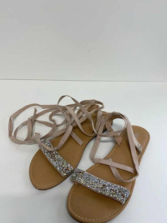 Fabulous ASOS nude gladiator flat sandals boho sparkles UK6 JB001