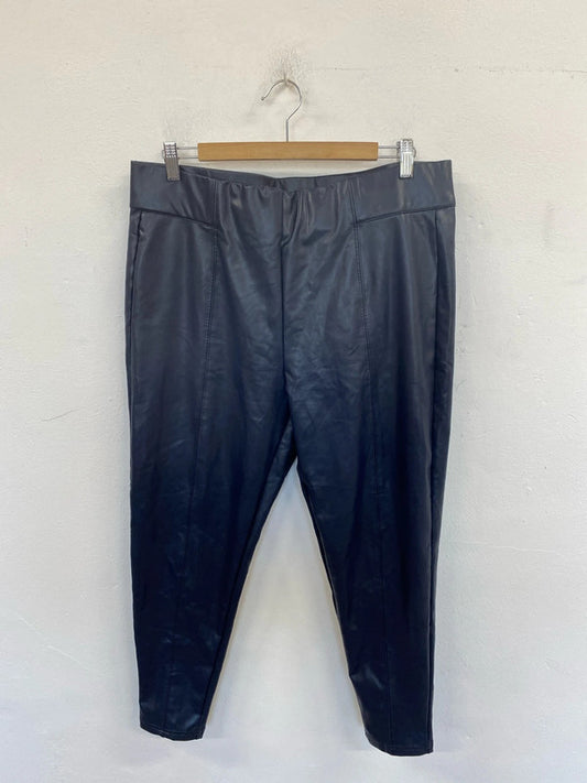 M&S Stylish Navy Wetlook Trousers 18S MD002