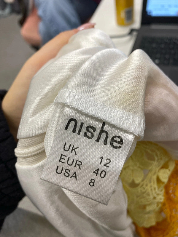 Lovely nishe embroidered yellow white orange stripe coord UK 12 NS003