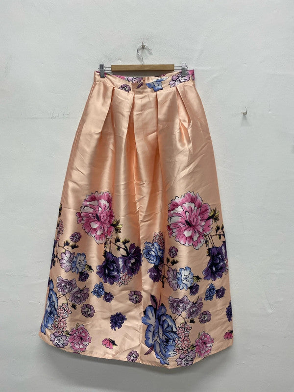 Fabulous Elenza Peach floral maxi skirt UkXL10/12 MA003