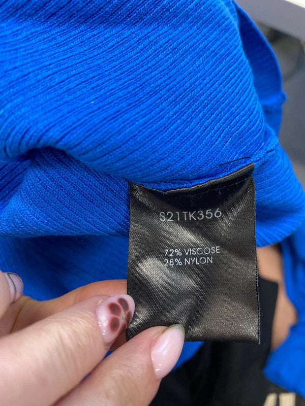 Fabulous sosandar blue long sleeve top ribbed UK 10 JM005