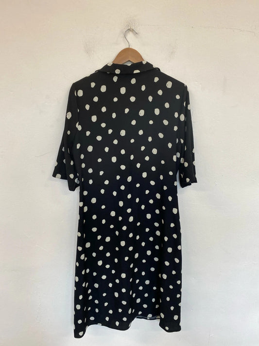 Closet London Stylish Black & White Polkadot Midi Dress UK 14 LB010
