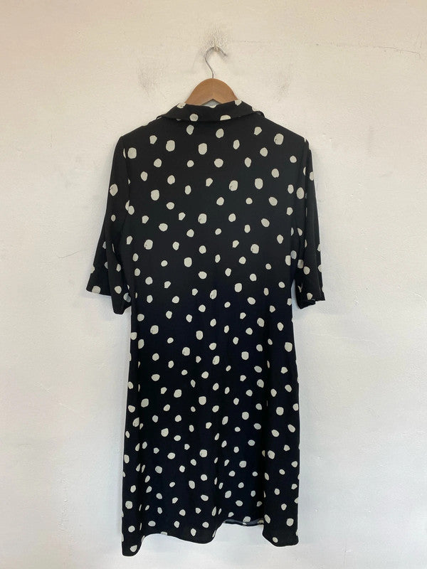 Closet London Stylish Black & White Polkadot Midi Dress UK 14 LB010