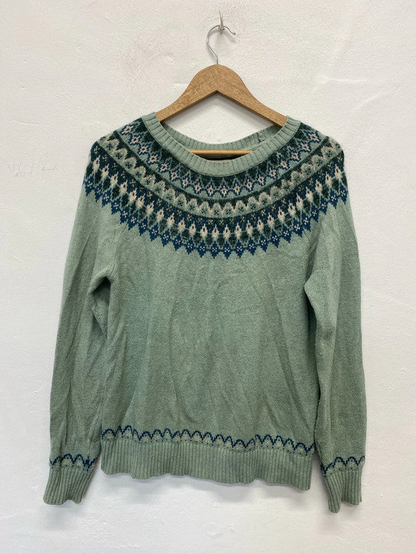 FatFace Lovely Sage Green Folksy Style Jumper UK 10 JM007