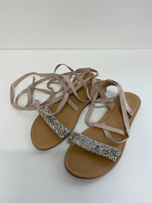 Fabulous ASOS nude gladiator flat sandals boho sparkles UK6 JB001