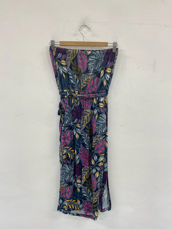 TU Fabulous Navy Botanical Pattern Bandeau Dress UK 10 SR006