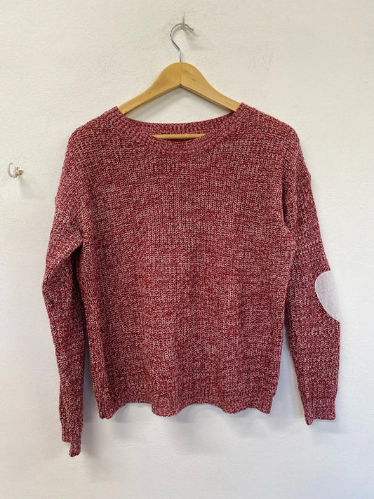 Stunning red knit sweatshirt with love heart elbow pads uk 8-10 KD001