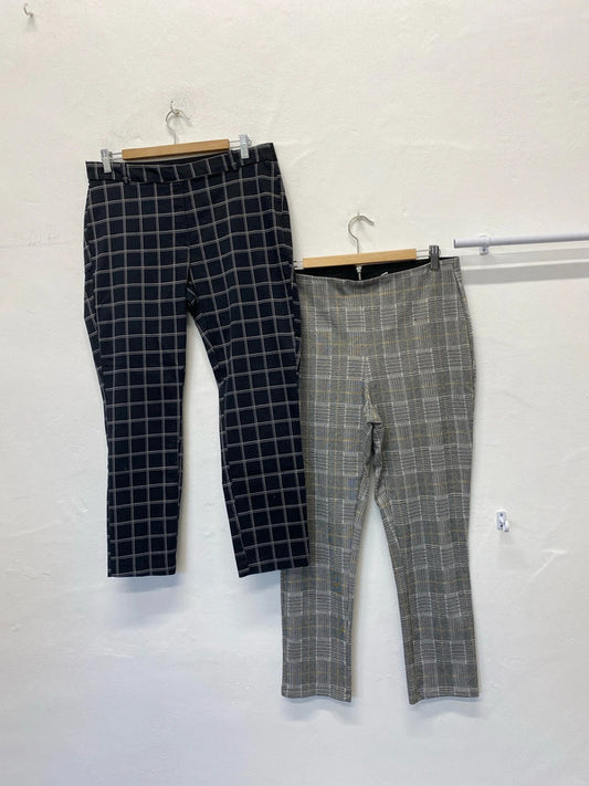 Fabulous duo of checked H&M slim fit trousers Uk16 W34 #26 KM003