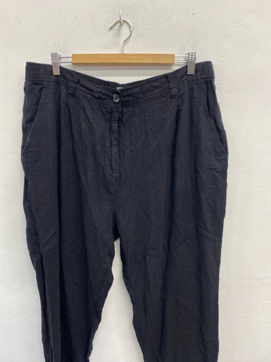 Lovely next black linen cuffed trousers UK 18r KN002