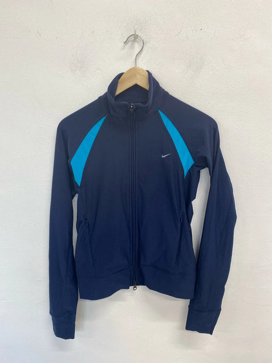 Nike Stylish Navy & Turquoise Zip Thru Top Size M LW005