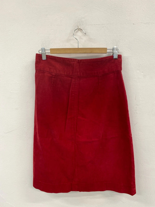 Sosandar Cherry Red Stylish Corduroy A-line Skirt UK 8 AG006
