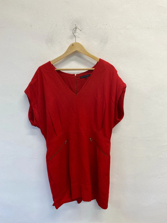 Stunning French connection midi v neck red dress UK 16 LG006