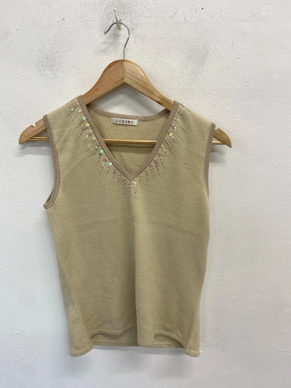 Lovely George beige sparkle hem cardigan with matching top  UK 10 MM005