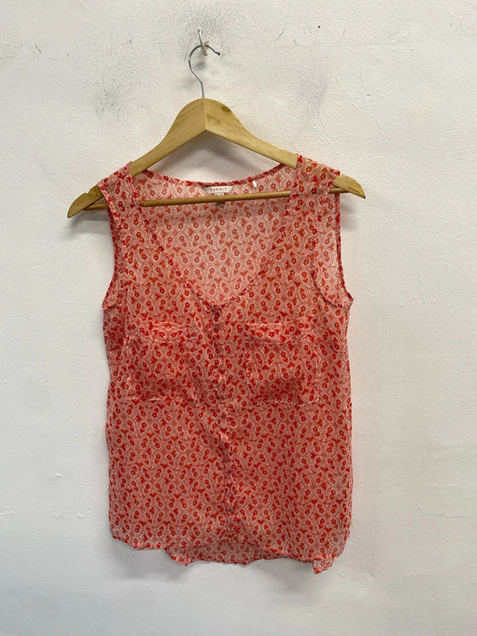 Lovely esprit red white semi sheer cami UK 12 MM005