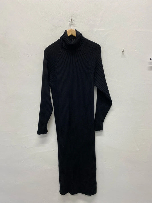 Fabulous YAS black ribbed turtle neck long jumper Dress UkL KS002