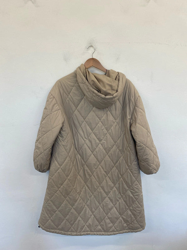 Zara Chic Sandy Beige Longline Oversize Puffer Coat Size S AO001