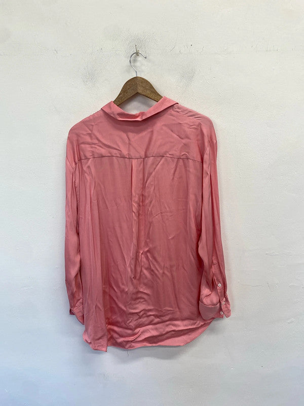 Lovely Zara satin oversized pink shirt UK L LB004