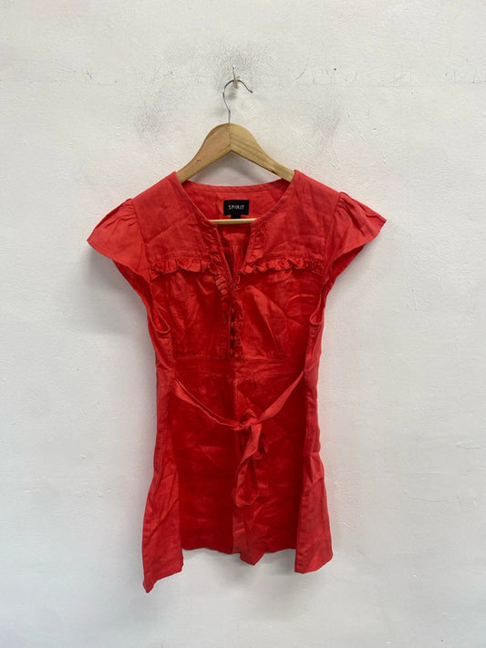 Lovely spirit coral linen tie waist UK 14 MM005