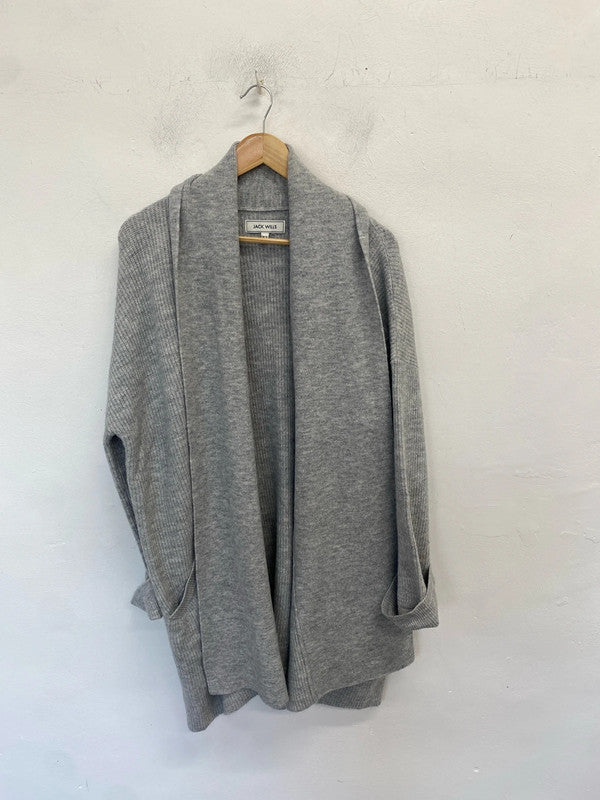 Lovely Jack wills grey longline thick knit cardigan UK 10 MB001