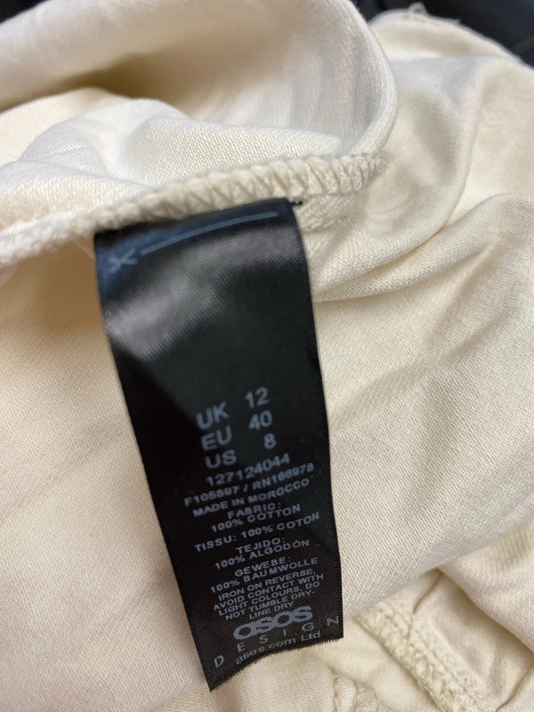 Fabulous cream lightweight denim Midaxi dress Uk12 tie straps KS002