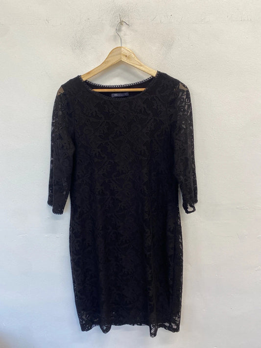 Lovely m&s collection lace black midi dress UK 14 MW001