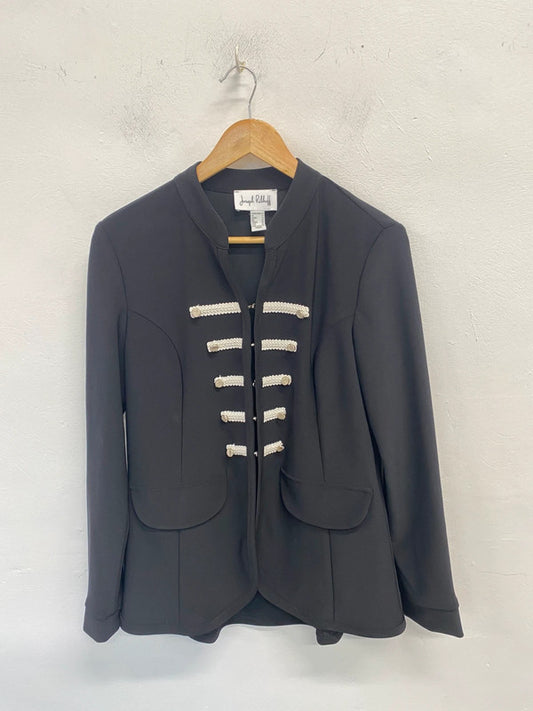 Lovely Joseph Ribkoff Black White Military Jacket UK 12 KM004
