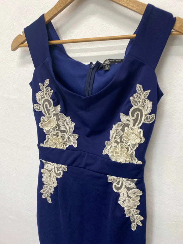 Little Mistress Navy blue dress UK6 party occasion dress HDR01