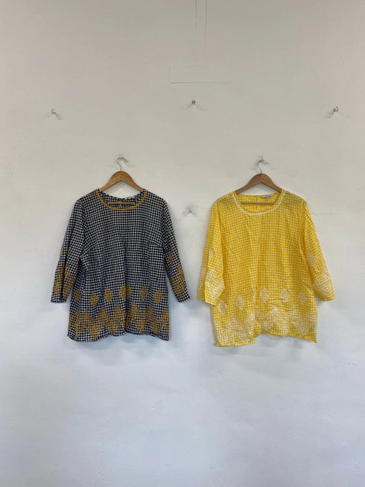 Next Fabulous Gingham Embroidered Tunics Duo UK 24 #104 LK006