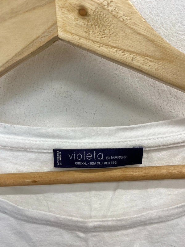 Lovely mango white printed sparkle tshirt voileta uk XXL LK006