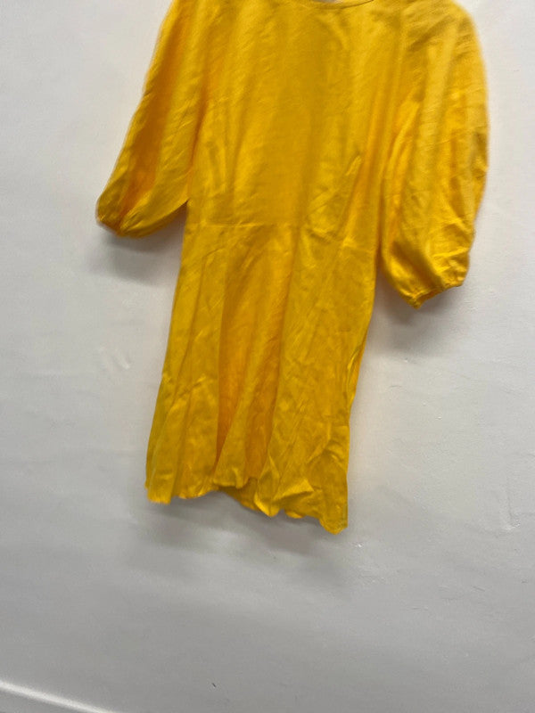 Fabulous Mango Sunshine Yellow Linen Dress UkL KS002
