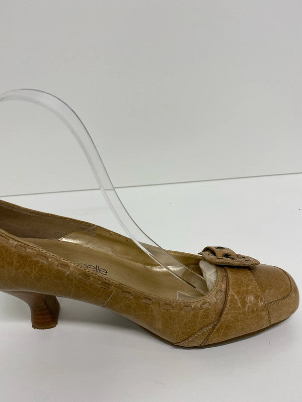 Fabulous Moda in Pelle caramel leather court shoes events formal Uk5 KM004