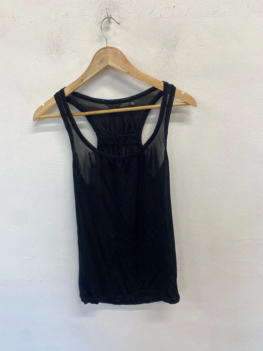 Lovely ted baker black semi sheer vest top UK XS LH002
