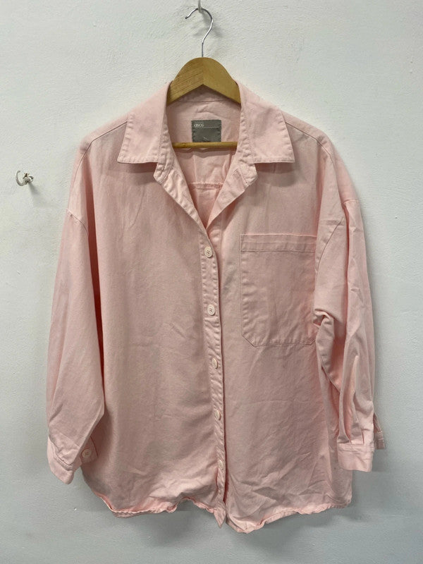 Cute blush pink asos shacket oversized cotton twill UK10 KS002