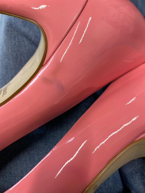 Fabulous Barbie Pink stiletto shoes UK6 faux patent leather KM004