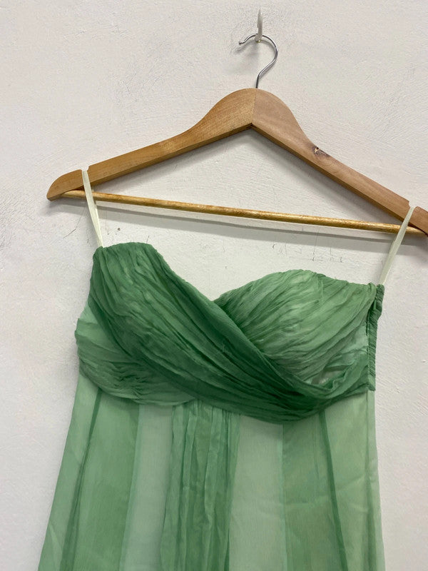 Stunning monsoon etherial mint Ballgown strapless silk UK CF002