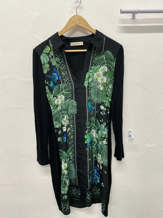 Fabulous Botanical dress black & green by Oasis stunning UkS AG002