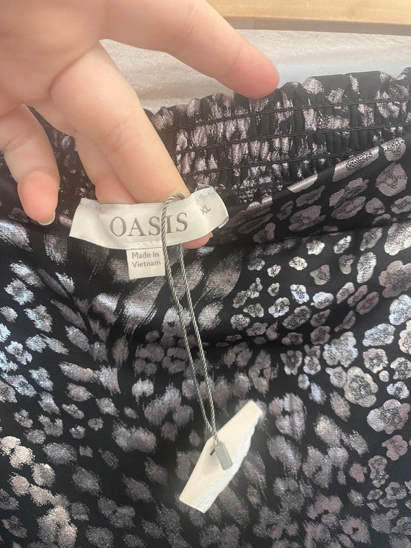 Oasis Chic Metallic Animal Print Mini Skirt Size XL MD002