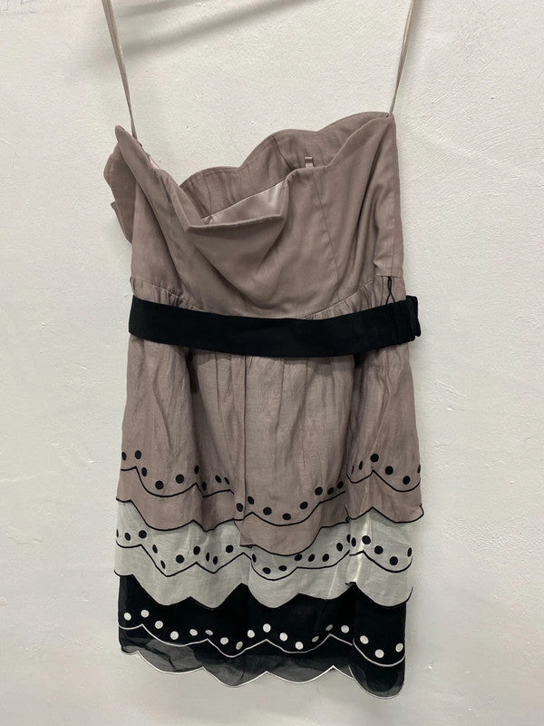 Fabulous Coast tiered mini Ballgown Uk16 soft mauve FR001