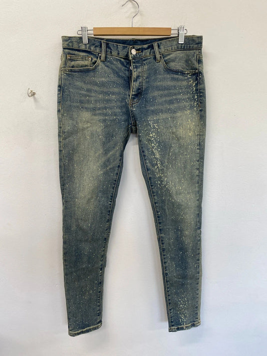 Bold MNML distressed skinny jeans 33” bleach wash LL003