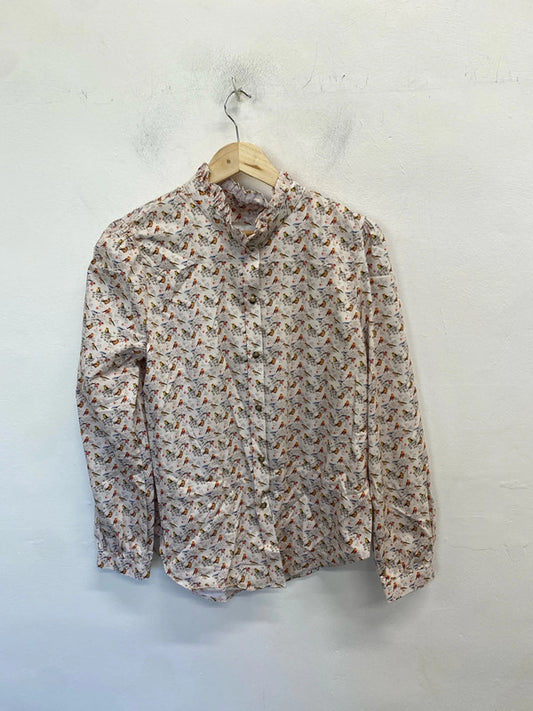 Lovely hartwell robin pattern neutral shirt UK 14 EW005